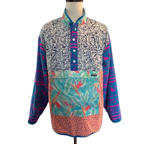 EUC! CHUBBIES Pullover Reversible Jacket Sherpa & 90s Graphics Pockets XXL - Picture 1 of 14